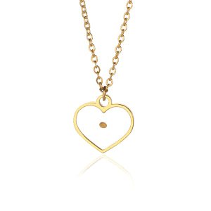 Gold Mustard Seed Heart-Shaped Necklace