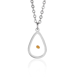 Silver Drop-Shape Mustard Seed Necklace