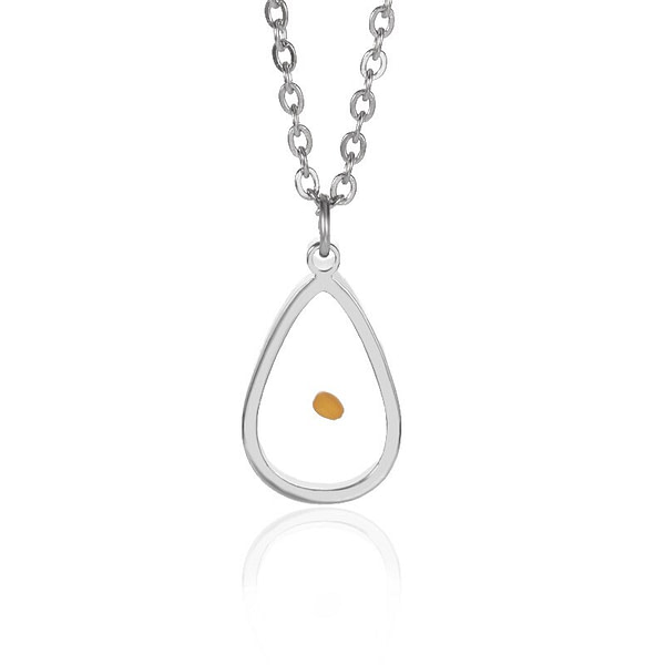 Silver Drop-Shape Mustard Seed Necklace