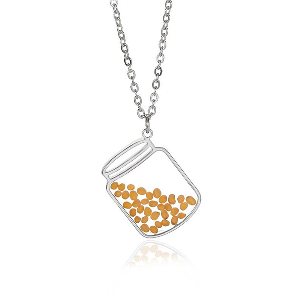 Silver Bottle Mustard Seed Necklace