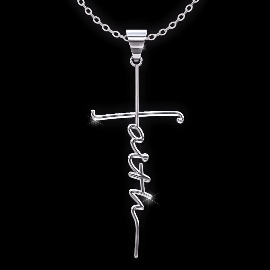 Silver Faith Cross Necklace